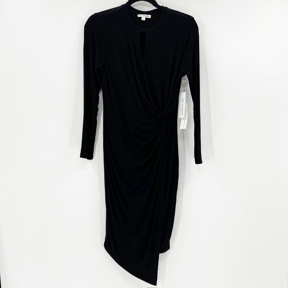 NWT Nine Britton Women's Black Long Sleeve Midi Bodycon Dress Size SP